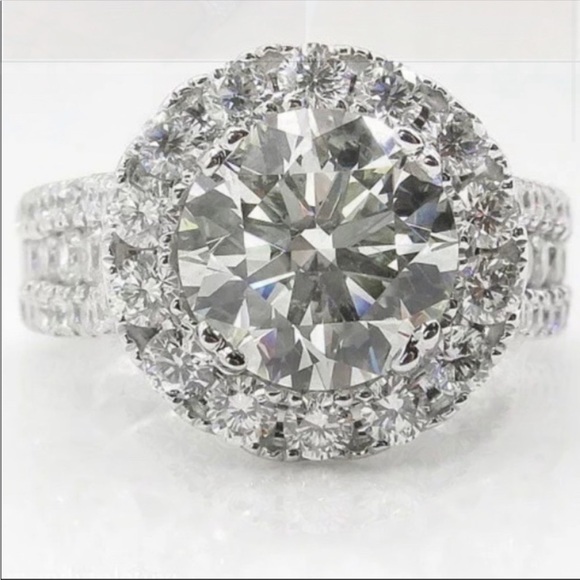 New 925 Silver Beautiful Luxury Round Engagement Party Diamond Ring - Picture 6 of 7
